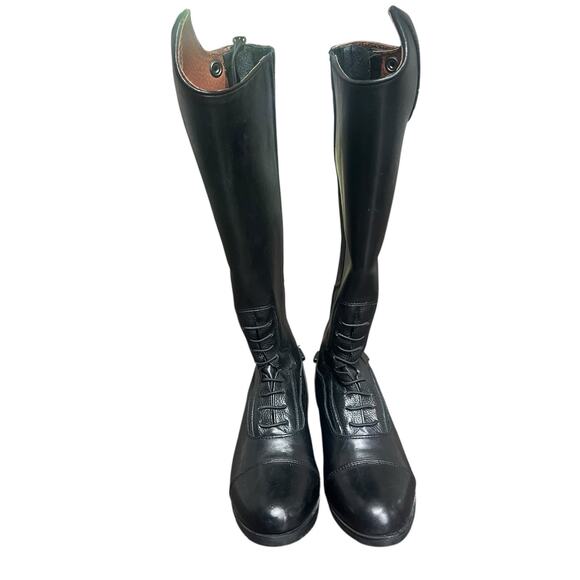Ovation Girls Black Leather Flex Sport Field Boot Sz 2 Regular Equestrian Riding - Picture 2 of 16